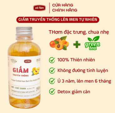 Giấm mơ Cô Tâm, lên men chậm, thơm đặc trưng chua nhẹ