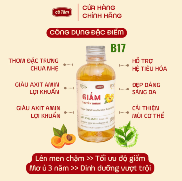 Giấm mơ Cô Tâm 280ml, lên men chậm, thơm đặc trưng chua nhẹ